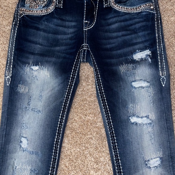 Rose Gold Rock Revival Skinny Jeans - Picture 4 of 5